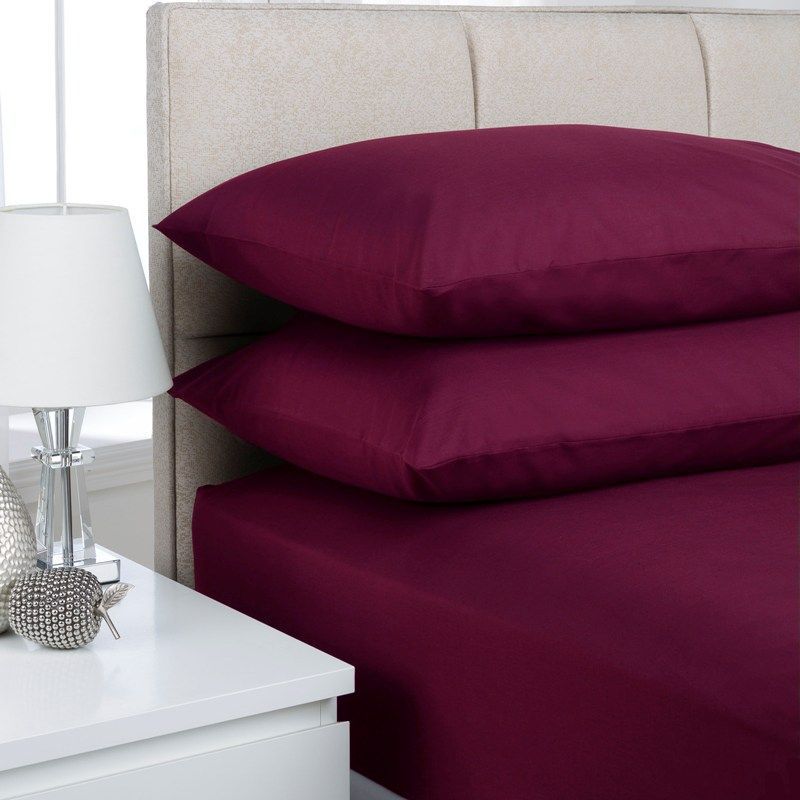 Plain Dyed Pair Pillowcases Aubergine